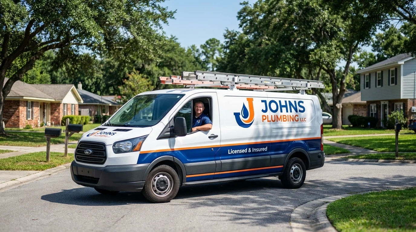 Johns Plumbing LLC service van in Hustisford, WI