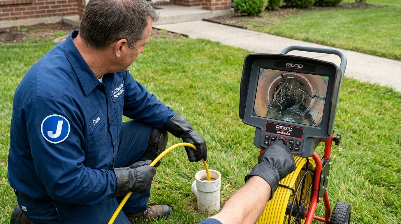 Sewer camera inspection being performed by Johns Plumbing LLC in Hustisford