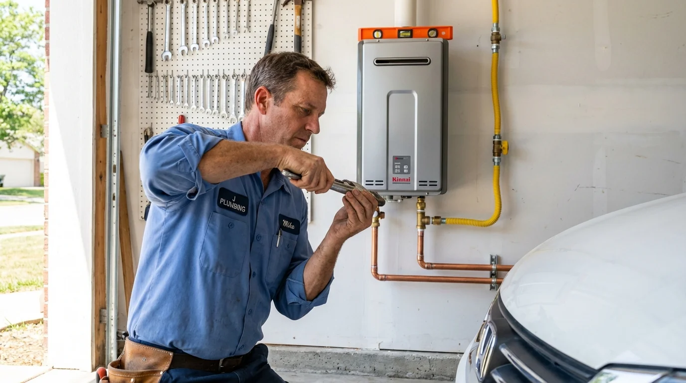 Tankless water heater installation by a Johns Plumbing LLC plumber in Hustisford